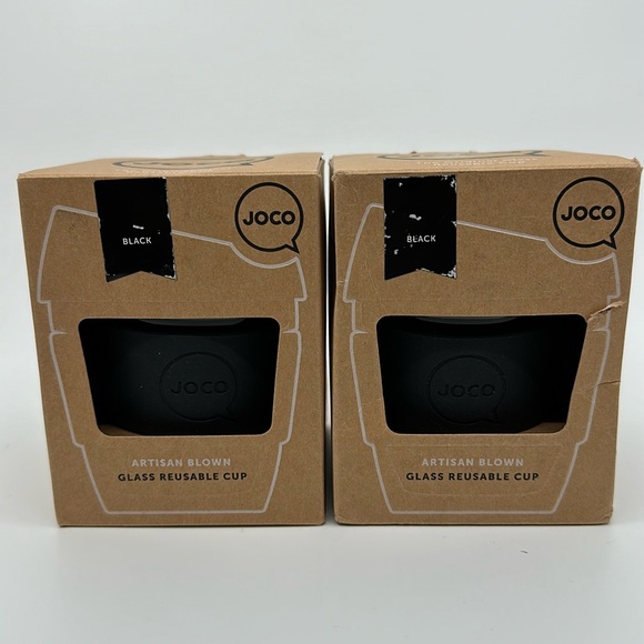 Black 8 oz JOCO GLASS REUSABLE CUP set of two - Picture 3 of 4